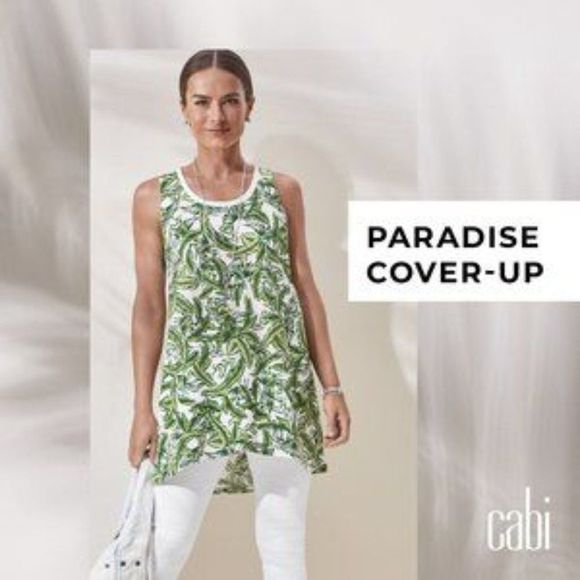 CAbi Other - Cabi Paradise Green/White Tropical Print CoverUp/Tunic/Pajama-Limited Edition XL